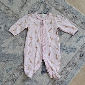 Kissy Kissy x Sophie la Girafe Print Baby Pima Cotton Pink Footie Outfit Sz3-6m